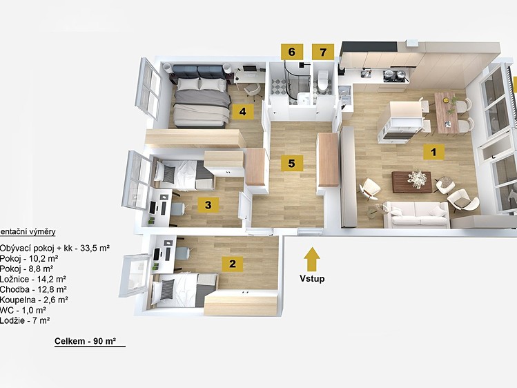 Prodej bytu 4+kk 90 m² (Jednopodlažní) - foto 4