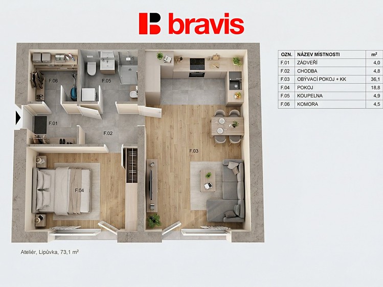 Prodej bytu 2+kk 73 m² - foto 3