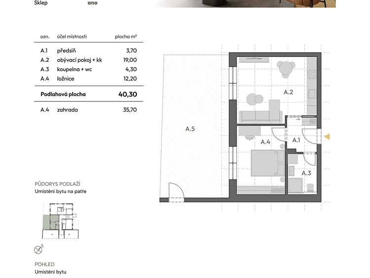 Prodej bytu 2+kk 40 m² - foto 3