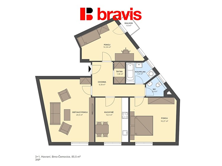 Prodej bytu 3+1 85 m² (Podkrovní) - foto 5