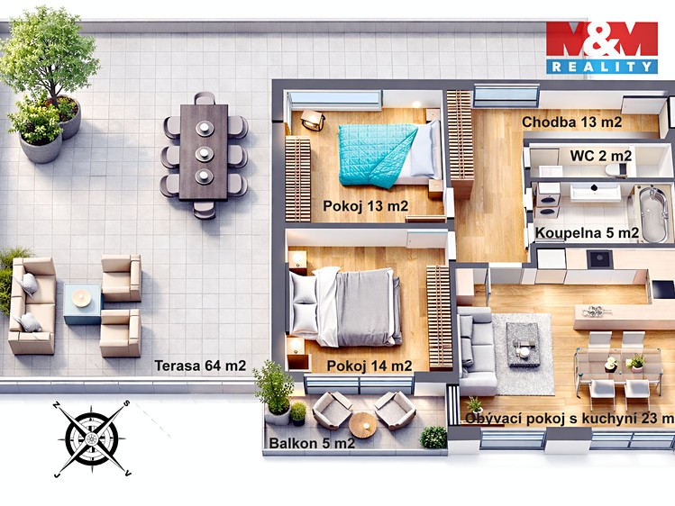 Prodej bytu 3+kk 70 m² - foto 3