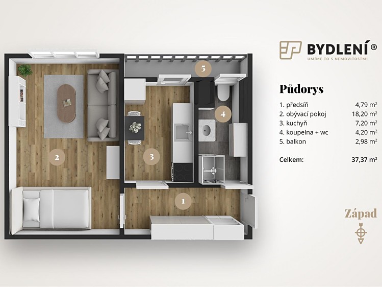 Prodej bytu 1+1 37 m² (Jednopodlažní) - foto 2