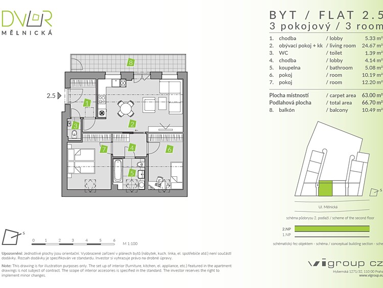 Prodej bytu 3+kk 64 m² (Podkrovní) - foto 2