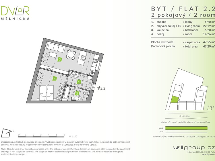 Prodej bytu 2+kk 48 m² (Podkrovní) - foto 2
