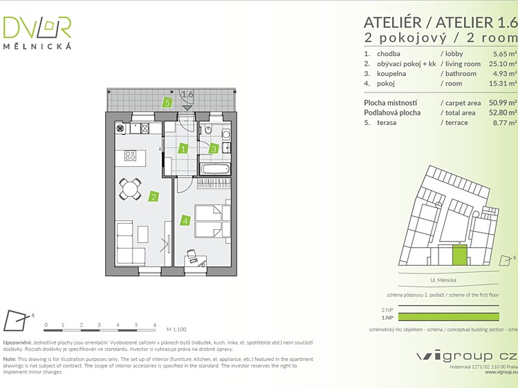 Prodej bytu 2+kk 51 m² (Jednopodlažní) - foto 2