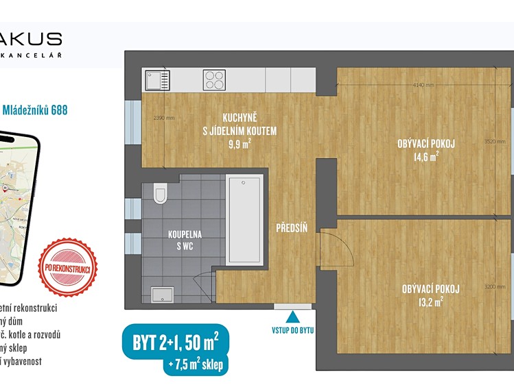 Prodej bytu 2+1 57 m² - foto 2