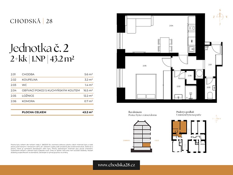 Prodej bytu 2+kk 43 m² - foto 3