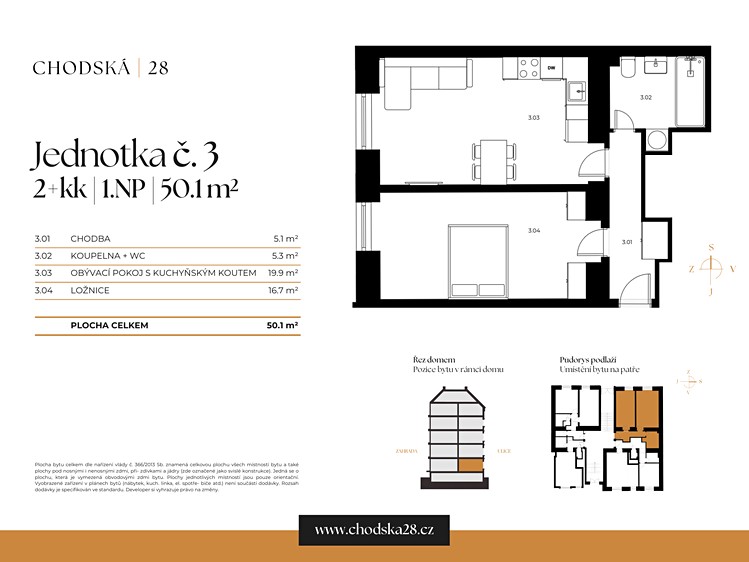 Prodej bytu 2+kk 50 m² - foto 3