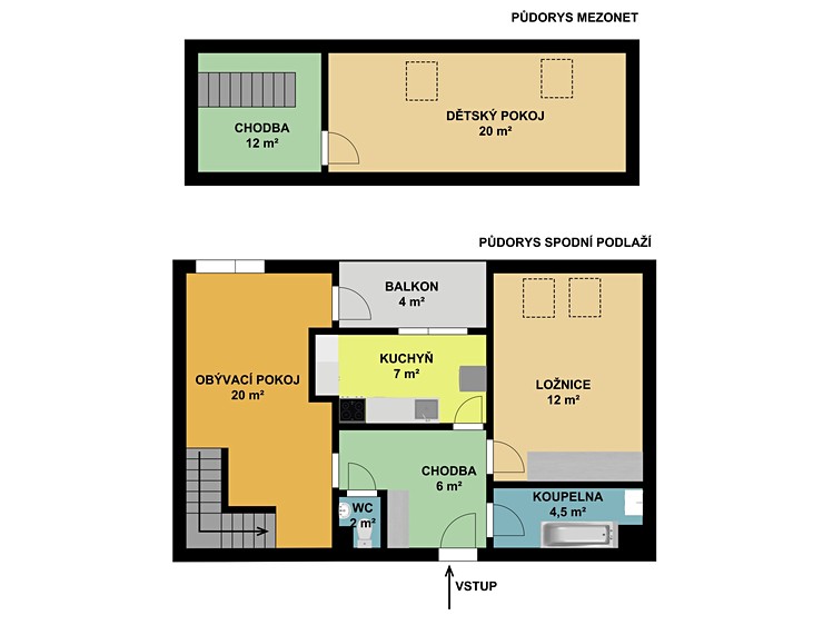 Prodej bytu 3+1 82 m² (Mezonet) - foto 5