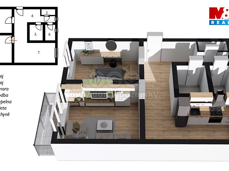 Pronájem bytu 2+1 59 m² - foto 3