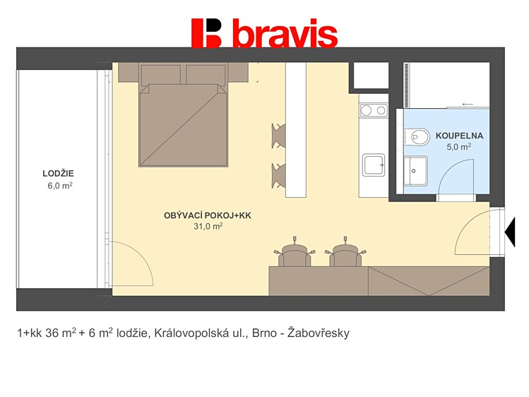 Pronájem bytu 1+kk 42 m² - foto 4