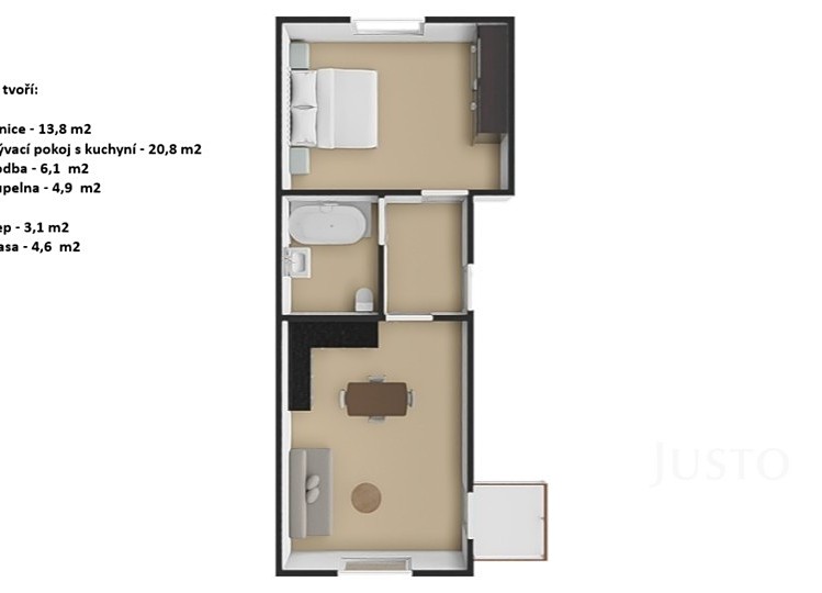 Pronájem bytu 2+kk 45 m² - foto 4