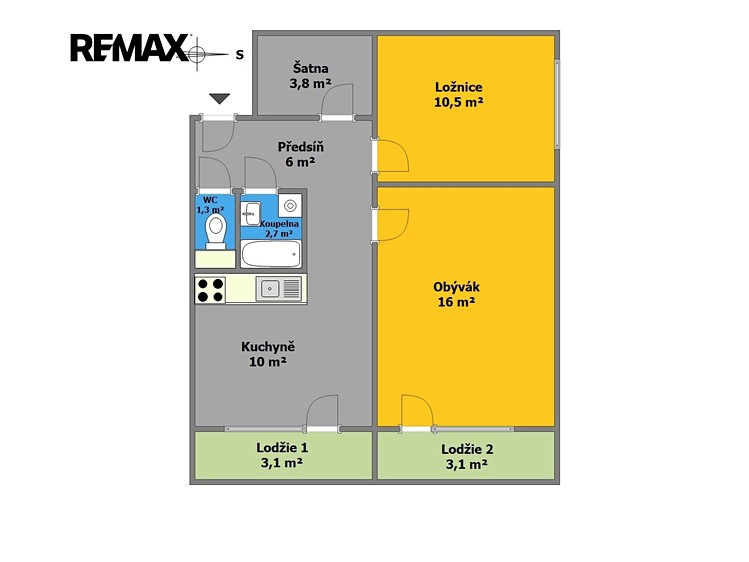 Pronájem bytu 2+1 50 m² - foto 4