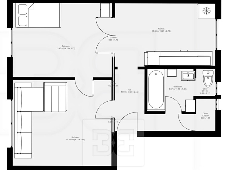 Pronájem bytu 2+1 55 m² - foto 2