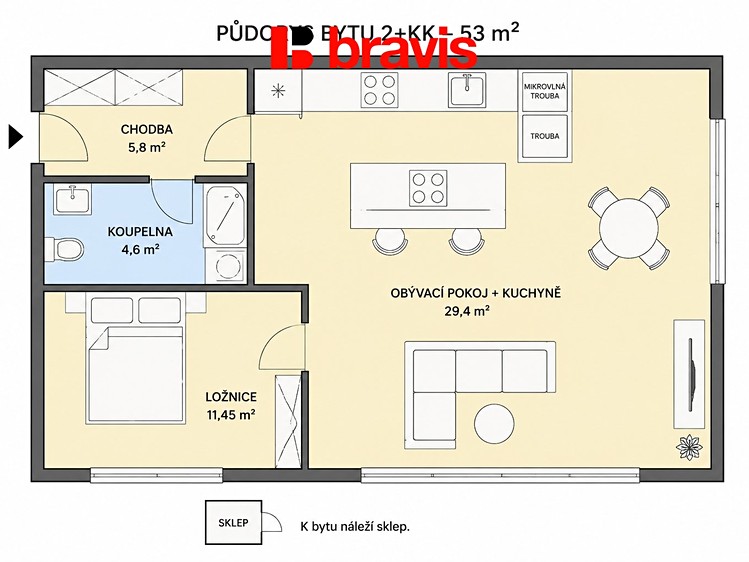 Pronájem bytu 2+kk 53 m² - foto 5