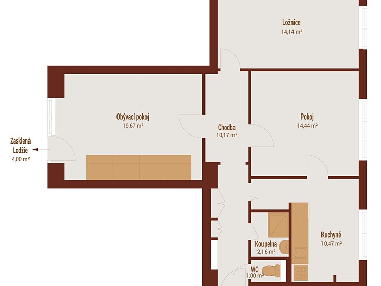Pronájem bytu 3+1 70 m² (Jednopodlažní) - foto 4