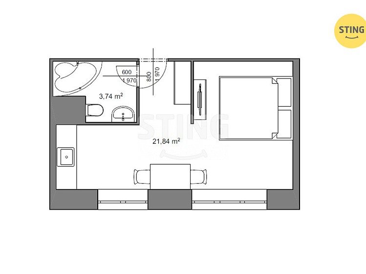 Pronájem bytu 1+kk 26 m² - foto 4