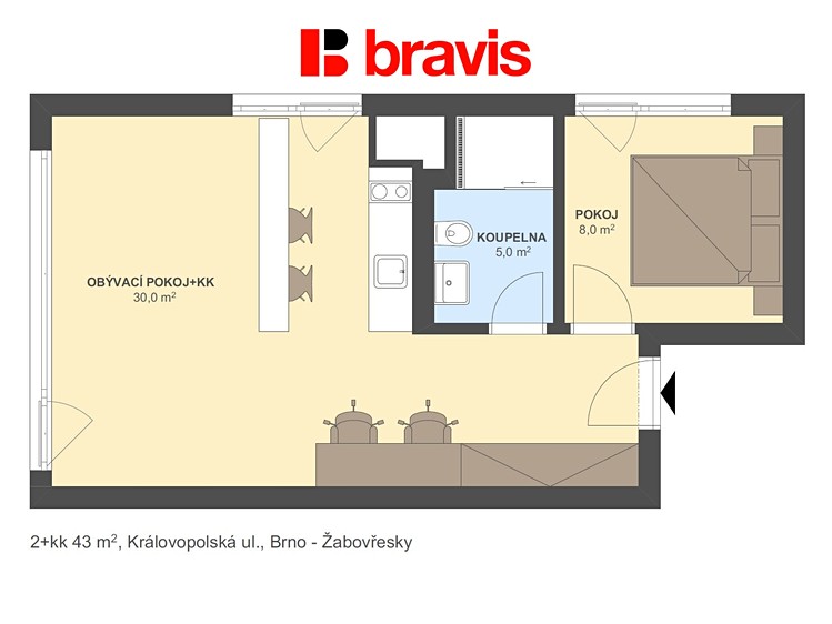 Pronájem bytu 2+kk 43 m² - foto 5
