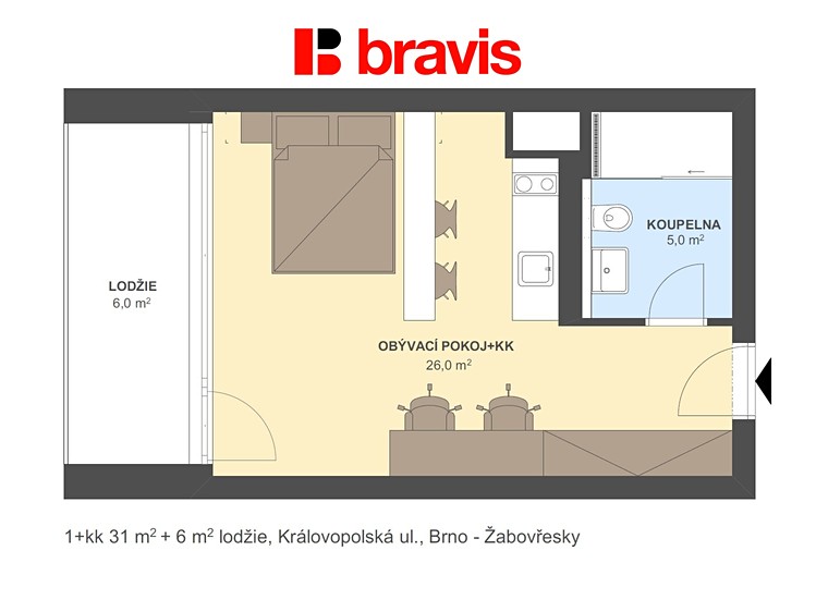 Pronájem bytu 1+kk 31 m² - foto 5