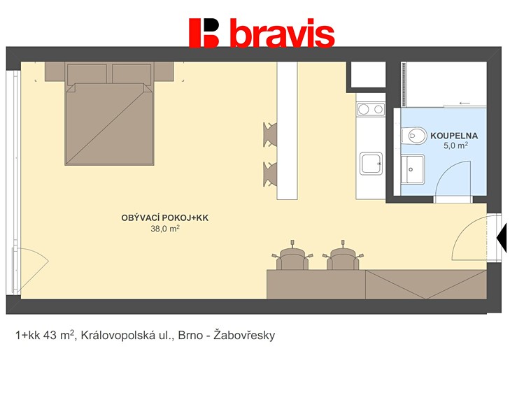 Pronájem bytu 1+kk 43 m² - foto 5