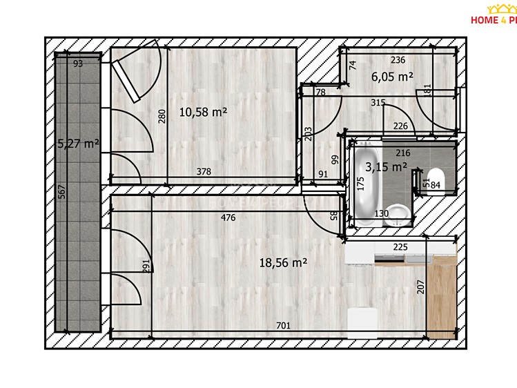Pronájem bytu 2+kk 40 m² - foto 5