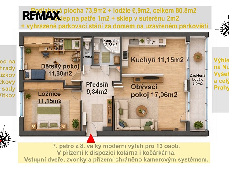 Prodej bytu 3+kk 73 m² (Jednopodlažní) - foto 2