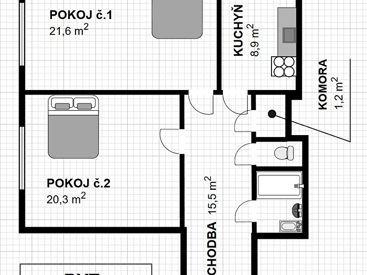 Prodej bytu 2+1 71 m² (Jednopodlažní) - foto 7