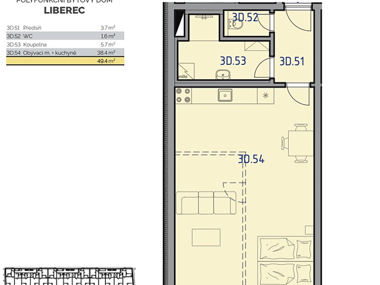 Prodej bytu 1+kk 52 m² - foto 3