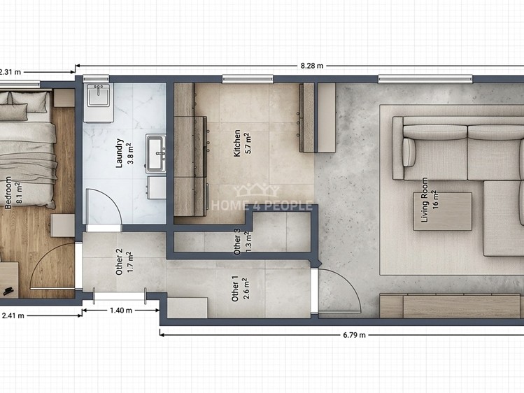 Prodej bytu 2+kk 44 m² - foto 2