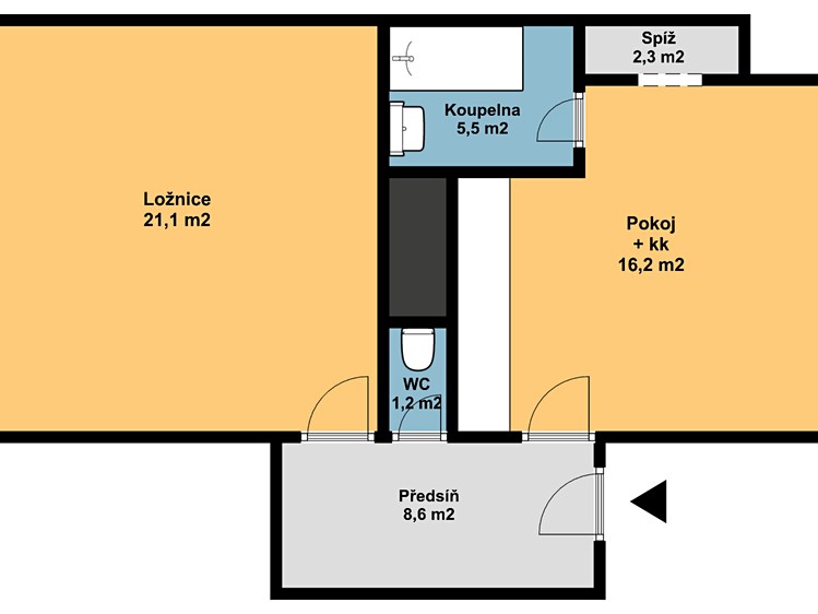 Prodej bytu 2+kk 55 m² (Jednopodlažní) - foto 2
