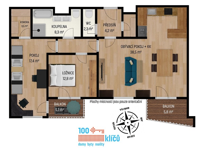 Pronájem bytu 3+kk 93 m² (Jednopodlažní) - foto 5