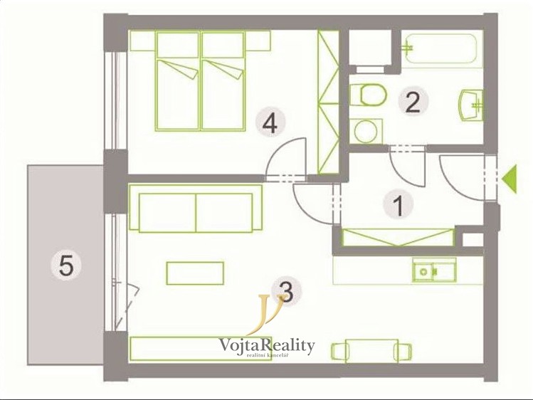 Pronájem bytu 2+kk 49 m² (Jednopodlažní) - foto 4