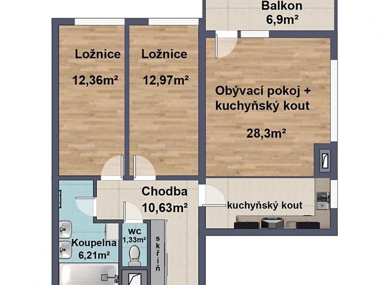 Pronájem bytu 3+kk 80 m² - foto 2