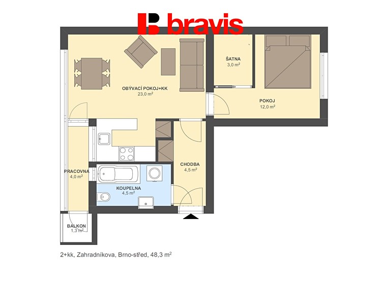 Pronájem bytu 2+kk 51 m² - foto 5