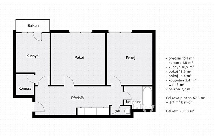 Pronájem bytu 2+1 68 m² - foto 6