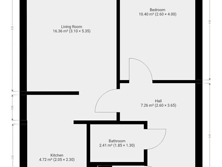 Pronájem bytu 2+kk 42 m² - foto 3