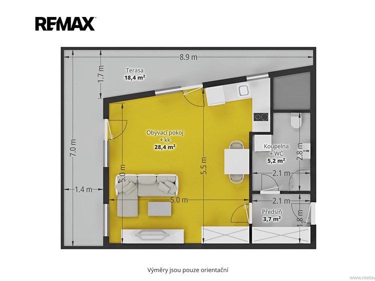 Pronájem bytu 1+kk 37 m² (Jednopodlažní) - foto 5