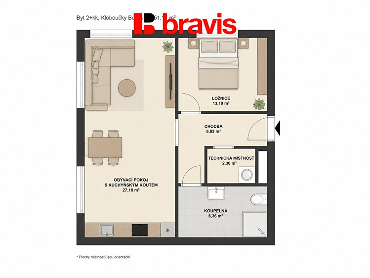 Pronájem bytu 2+kk 52 m² - foto 5