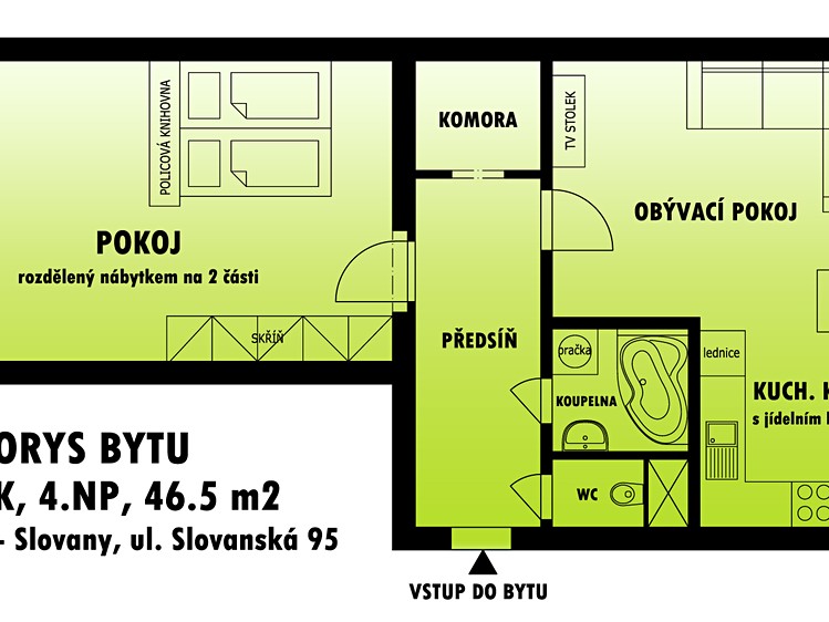 Pronájem bytu 2+kk 47 m² - foto 2