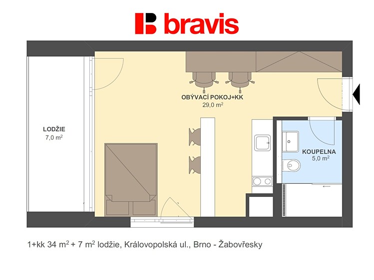 Pronájem bytu 1+kk 34 m² - foto 3
