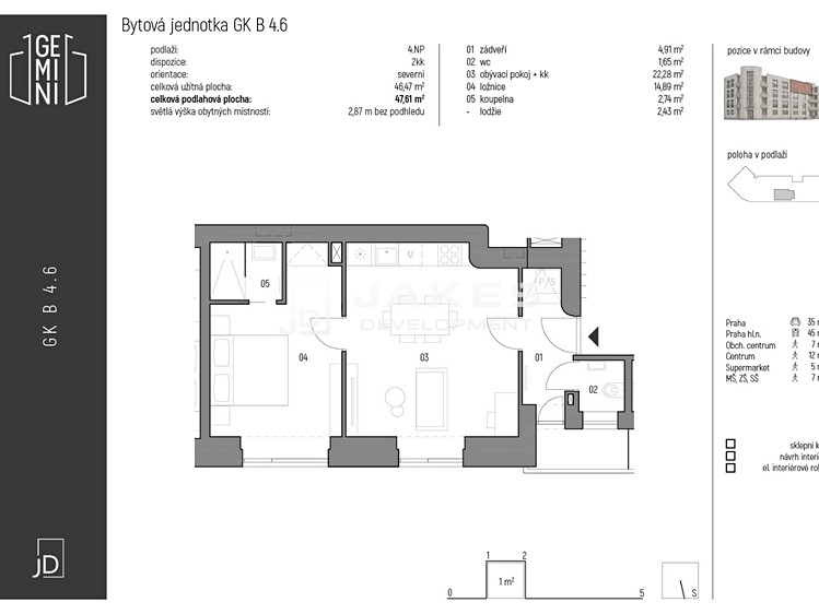 Pronájem bytu 2+kk 47 m² - foto 2