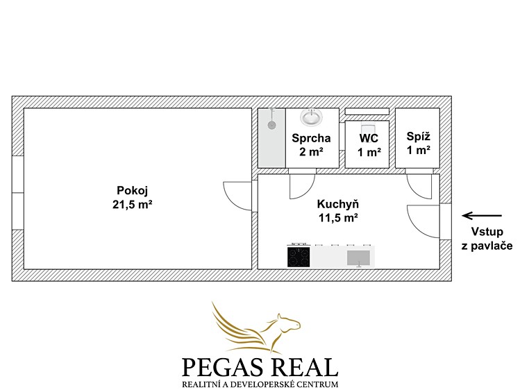 Pronájem bytu 1+1 40 m² - foto 5