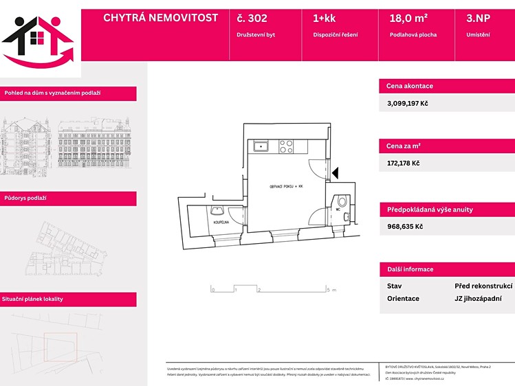 Prodej bytu 1+kk 18 m² (Jednopodlažní) - foto 2