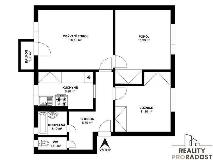Prodej bytu 3+1 74 m² - foto 3