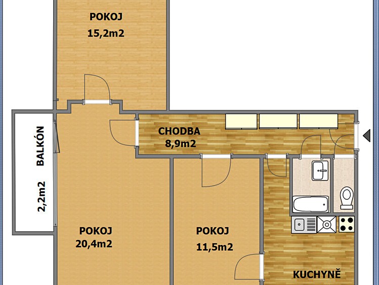 Pronájem bytu 3+1 68 m² - foto 5