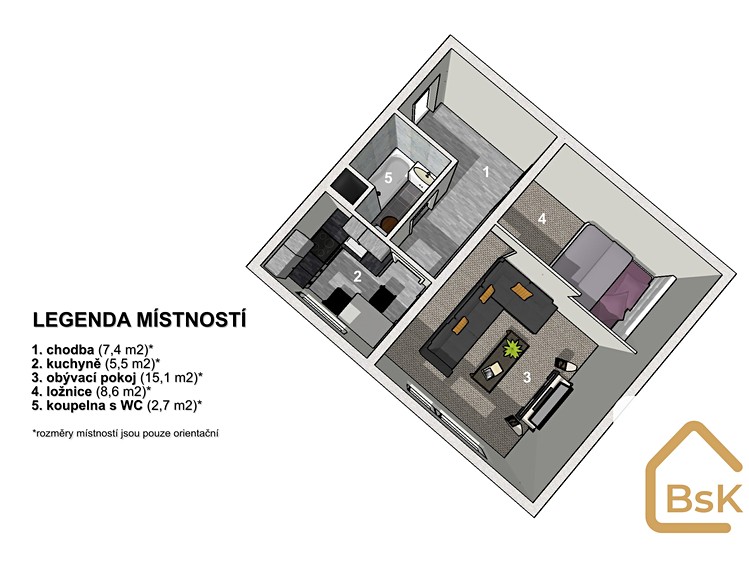 Pronájem bytu 1+1 39 m² (Jednopodlažní) - foto 3