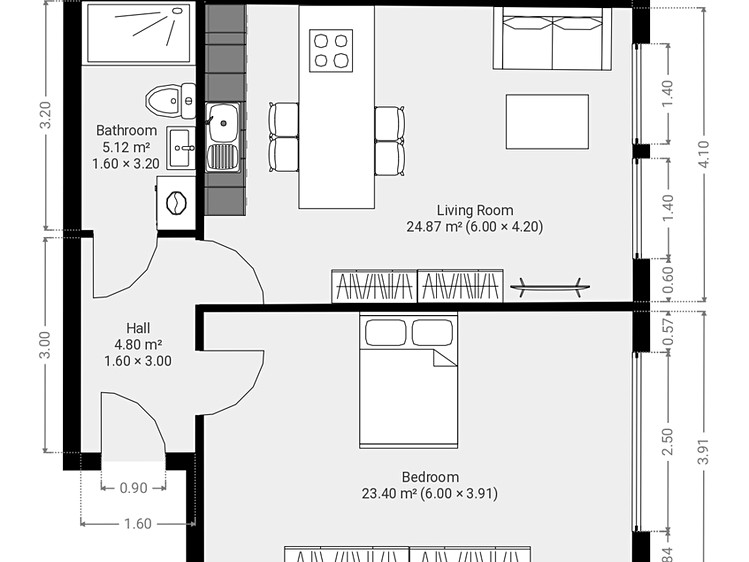Pronájem bytu 2+kk 60 m² - foto 8
