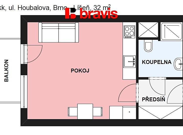 Pronájem bytu 1+kk 28 m² - foto 2