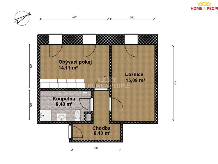 Pronájem bytu 2+kk 45 m² - foto 4