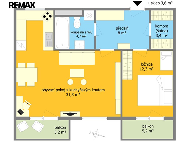 Pronájem bytu 2+kk 60 m² - foto 5